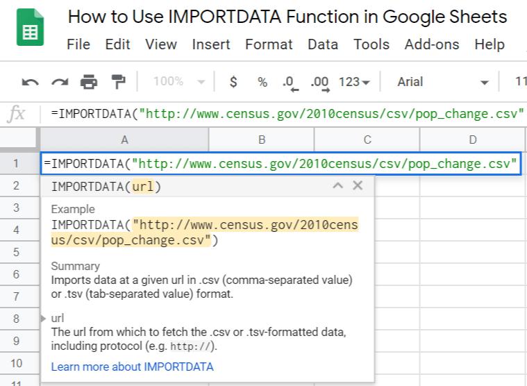 Hướng dẫn cách sử dụng hàm IMPORTDATA trong Google Sheets